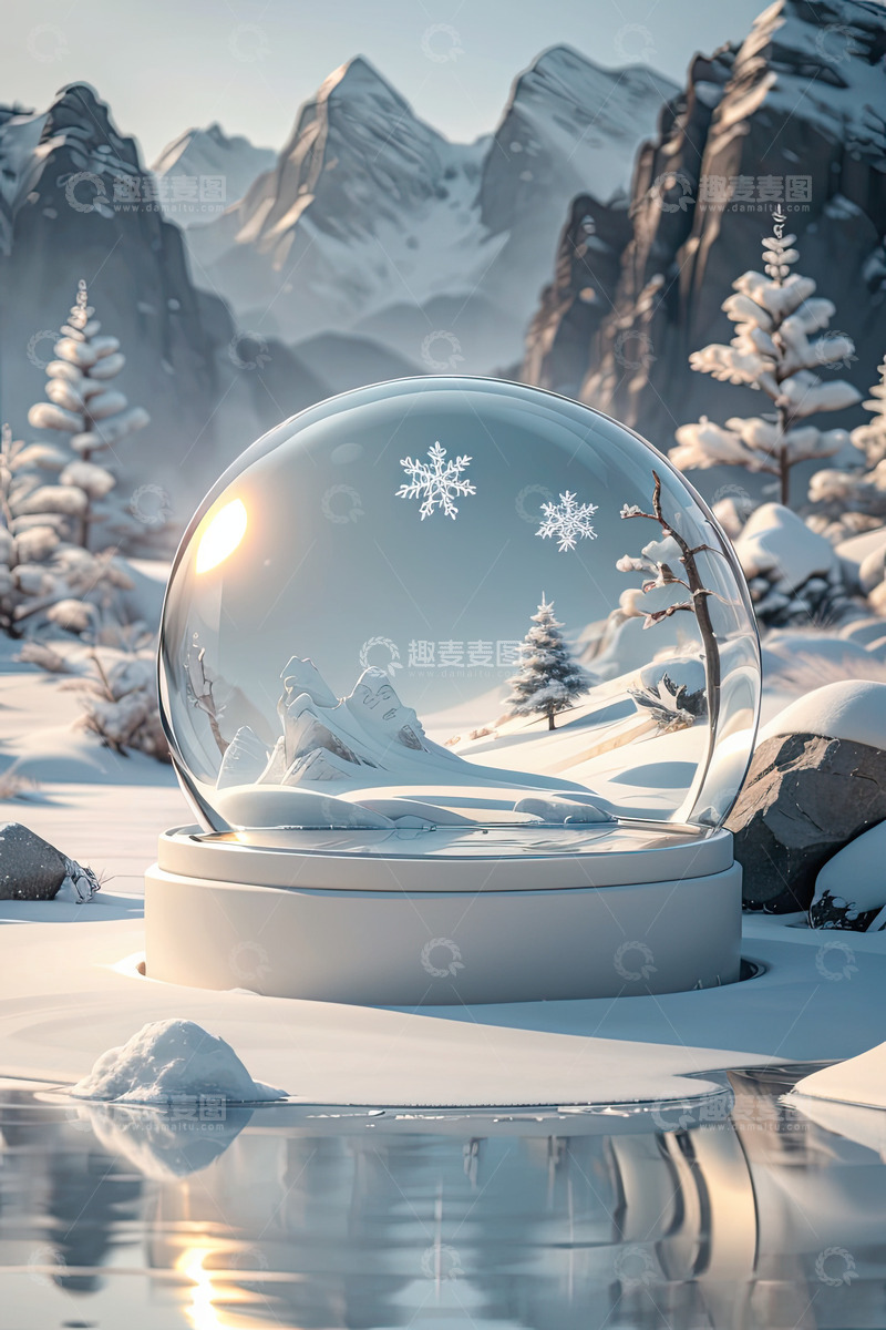 高清大图下载【趣麦麦图】湖面电商化妆品展台AI插画高清海报背景素18