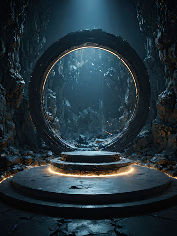 绿色暗黑色产品展台AI插画高清海报背景素