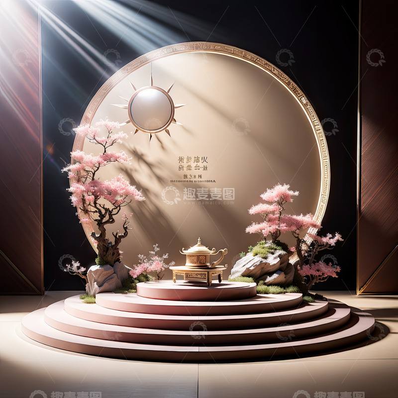 高清大图下载【趣麦麦图】中国风喜庆活动产品展台AI插画高清海报背19