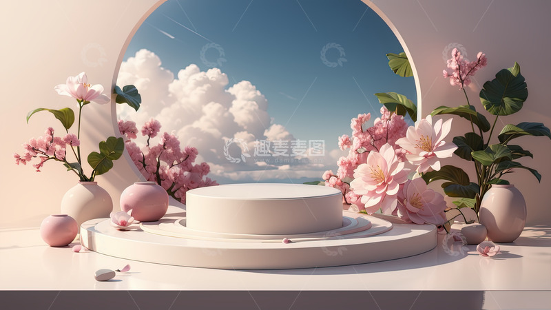 高清大图下载【趣麦麦图】中国风喜庆活动产品展台AI插画高清海报背21