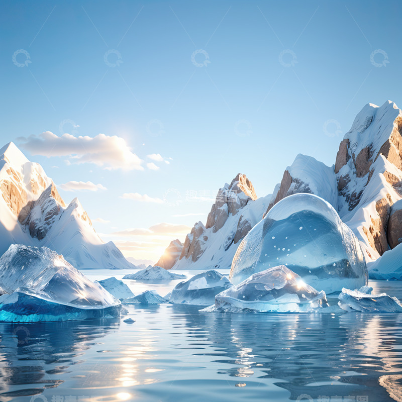 高清大图下载【趣麦麦图】湖面电商化妆品产品展台AI插画高清海报背23