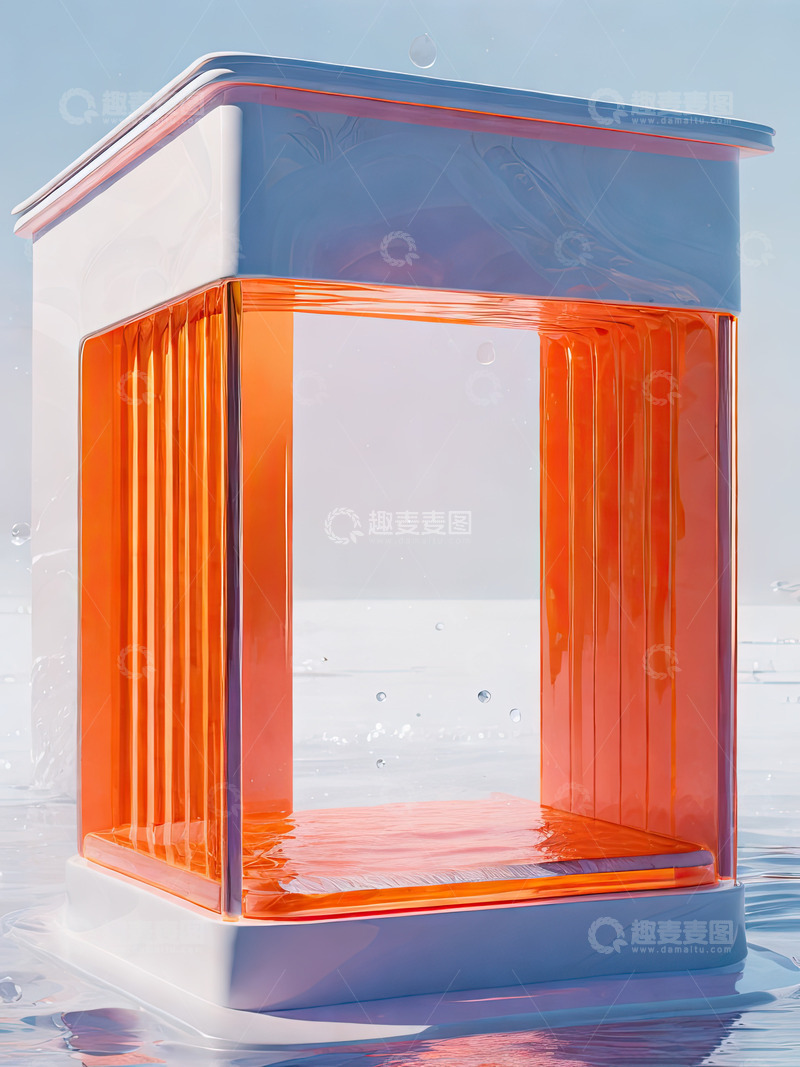 高清大图下载【趣麦麦图】湖面电商化妆品产品展台AI插画高清海报背26