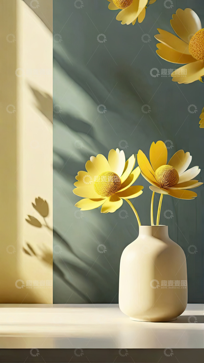 高清大图下载【趣麦麦图】自然场景产品展台AI插画高清海报背景素材1