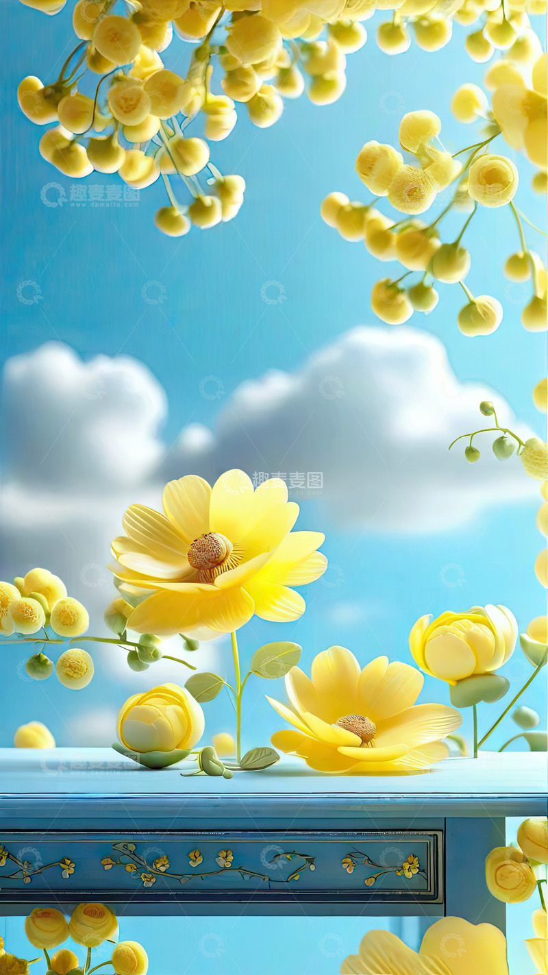 高清大图下载【趣麦麦图】自然场景产品展台AI插画高清海报背景素材4