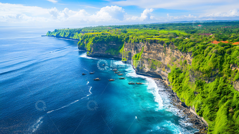 高清大图下载【趣麦麦图】山崖旁的大海大自然美景9