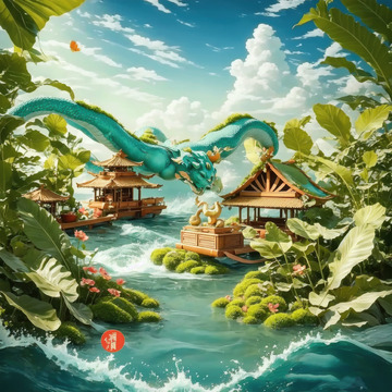 绿色可爱卡娃伊粽子AI插画IP形象图片素