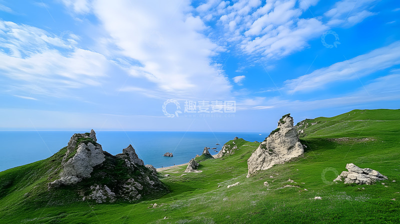 高清大图下载【趣麦麦图】山崖旁的大海大自然美景8