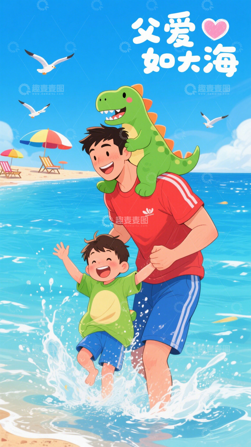 高清大图下载【趣麦麦图】父爱如大海父亲节海报素材