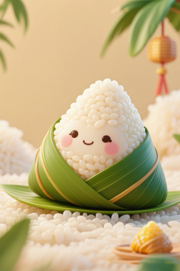 绿色可爱卡娃伊粽子AI插画IP形象图片素2