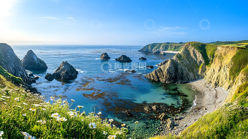 高清大图下载【趣麦麦图】山崖旁的大海大自然美景2