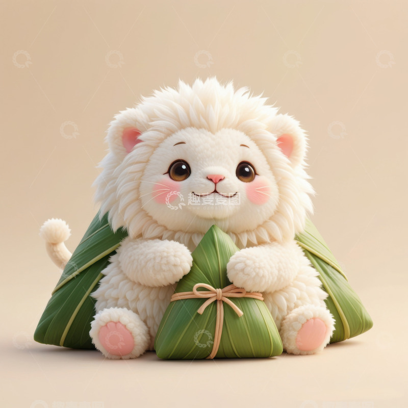 高清大图下载【趣麦麦图】绿色可爱卡娃伊粽子AI插画IP形象图片素18