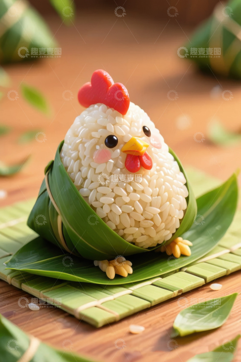 高清大图下载【趣麦麦图】绿色可爱卡娃伊粽子AI插画IP形象图片素22