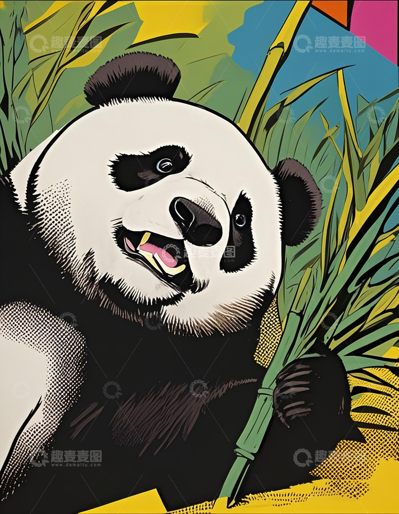 高清大图下载【趣麦麦图】熊猫波普艺术风格