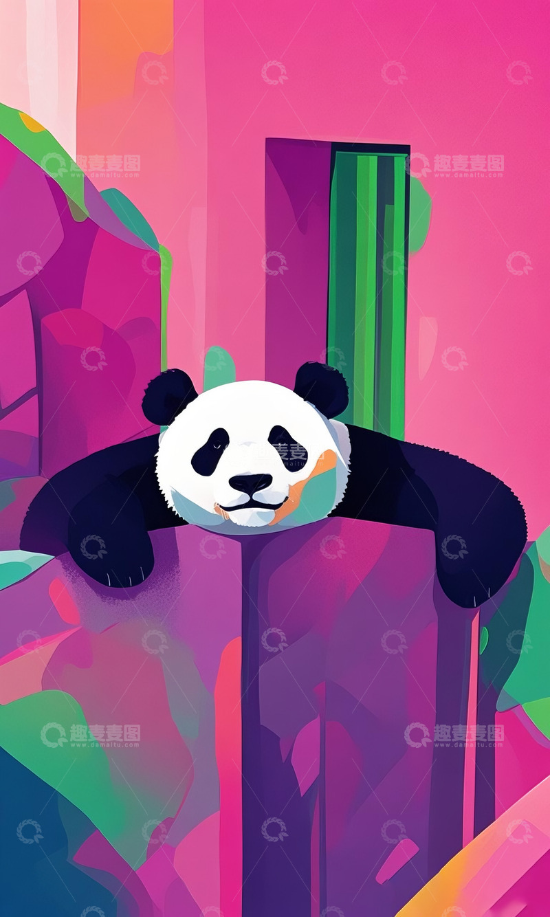 高清大图下载【趣麦麦图】可爱熊猫儿童插画配图