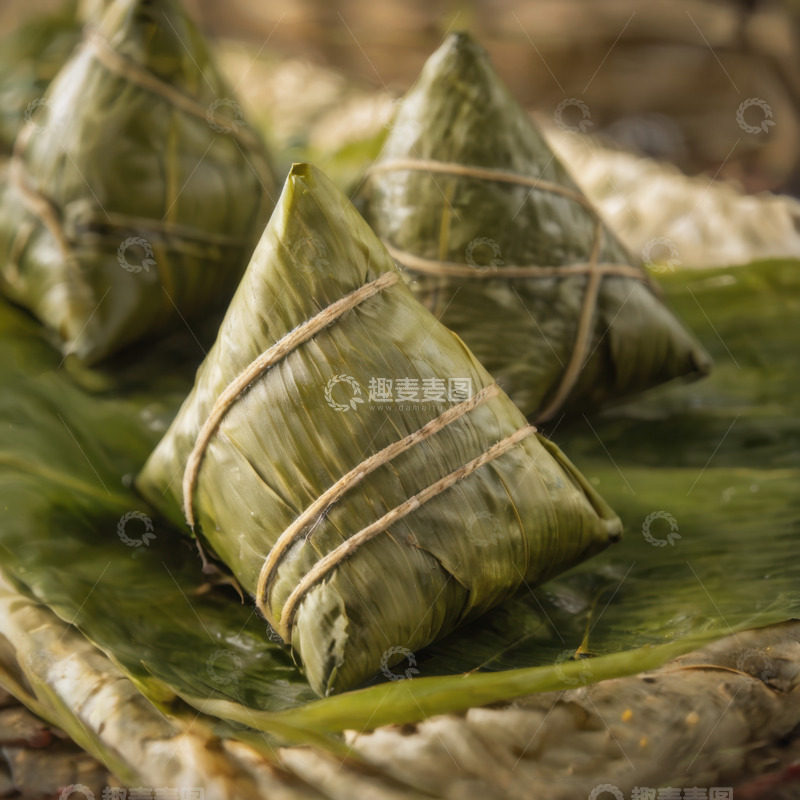 高清大图下载【趣麦麦图】绿色端午节新鲜肉棕子AI插画海报高清图片17