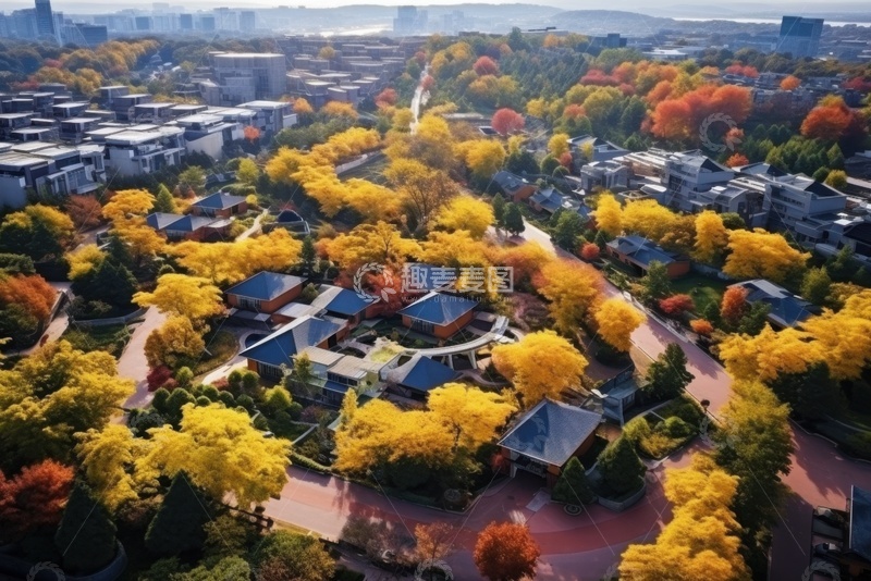 高清大图下载【趣麦麦图】城市里的绿化建筑风景