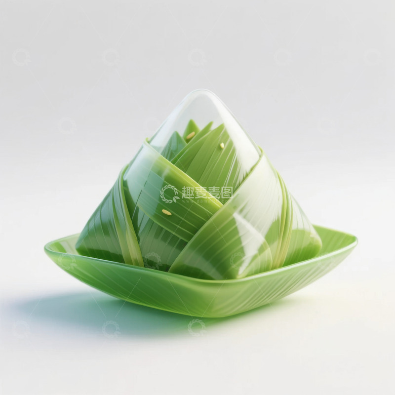 高清大图下载【趣麦麦图】绿色端午节新鲜肉棕子AI插画海报高清图片56