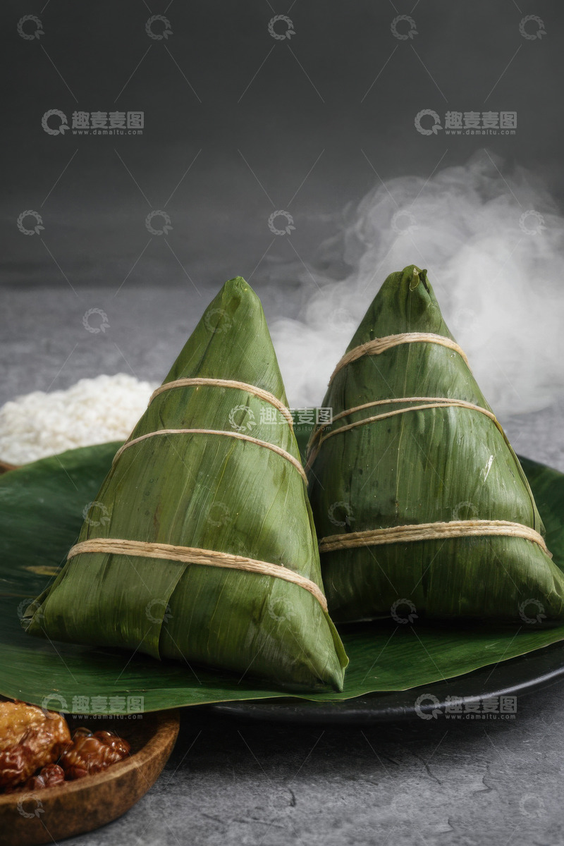 高清大图下载【趣麦麦图】-绿色端午节新鲜肉棕子AI插画海报高清图片52