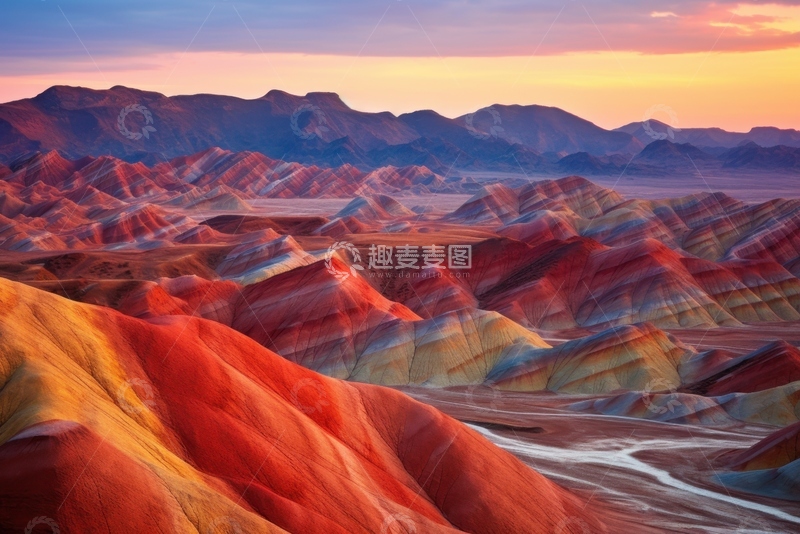 高清大图下载【趣麦麦图】-连绵起伏的彩色山脉