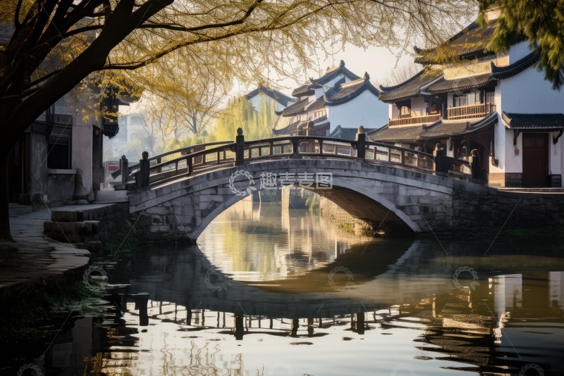 高清大图下载【趣麦麦图】江南水乡的石头拱桥