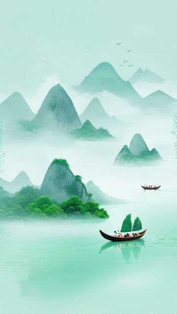 绿色喜庆端午节AI插画高清海报图片素材4