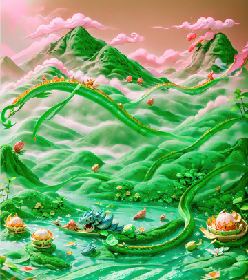 绿色喜庆端午节AI插画高清海报图片素材6