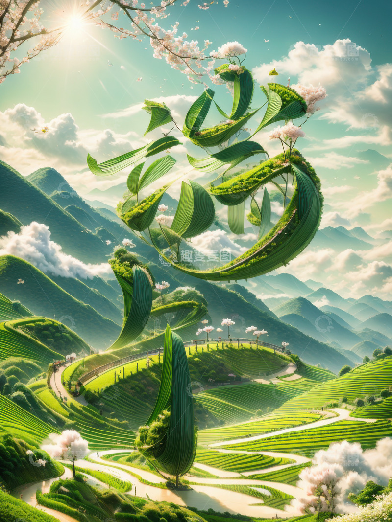 喜庆端午节特效字体AI插画高清海报图片素37