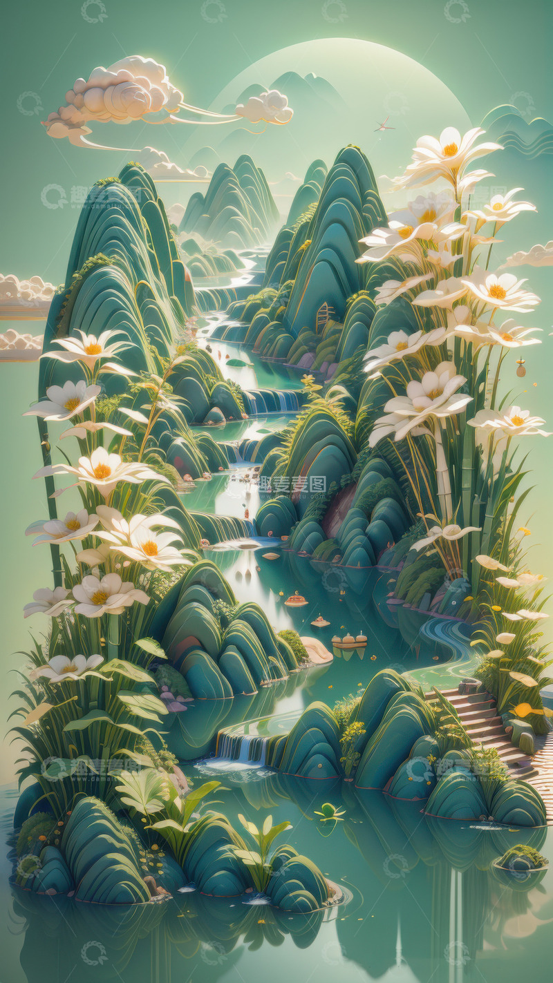 高清大图下载【趣麦麦图】绿色喜庆端午节AI插画高清海报图片素材27