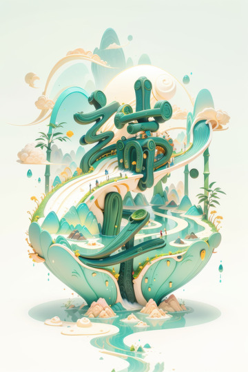 绿色喜庆端午节AI插画高清海报图片素材12