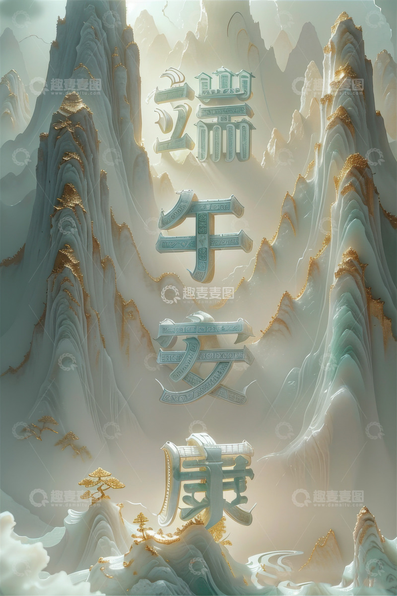 喜庆端午节特效字体AI插画高清海报图片素13