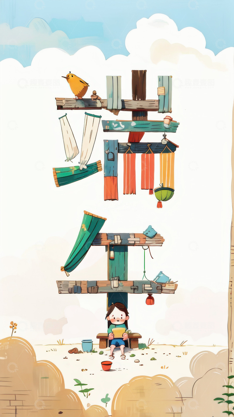 喜庆端午节特效字体AI插画高清海报图片素14