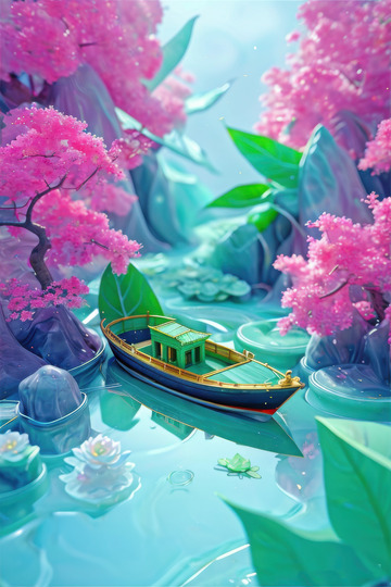 绿色喜庆端午节AI插画高清海报图片素材