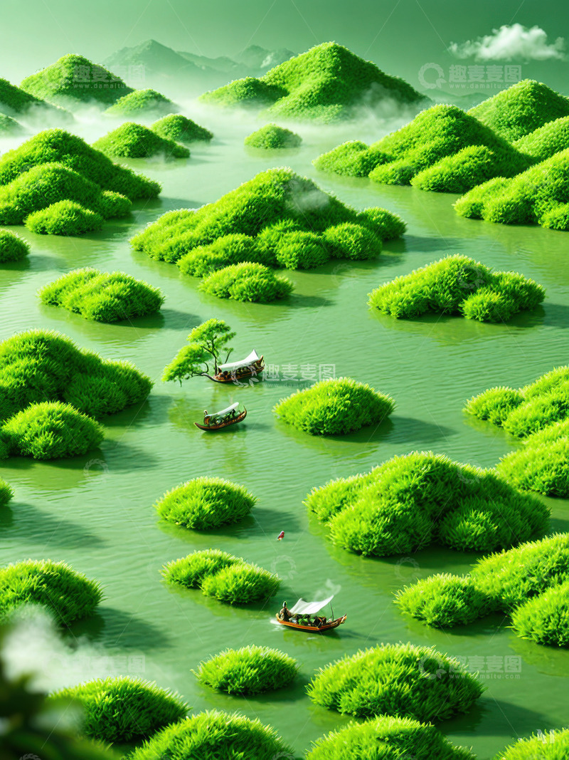 高清大图下载【趣麦麦图】绿色喜庆端午节AI插画高清海报图片素材33