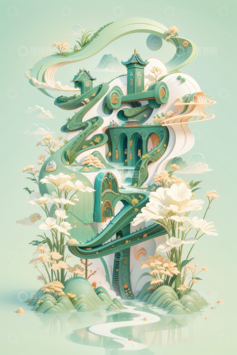 喜庆端午节特效字体AI插画高清海报图片素