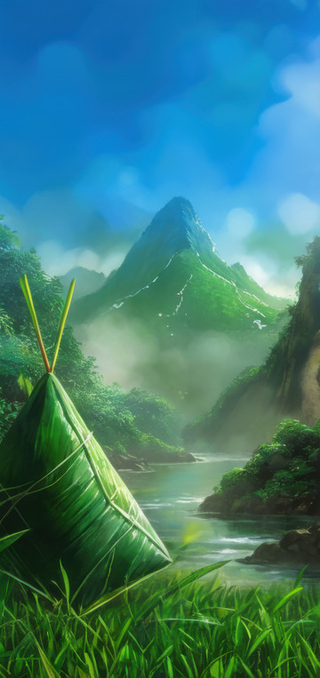 绿色喜庆端午节AI插画高清海报图片素材18