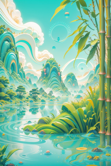 绿色喜庆端午节AI插画高清海报图片素材10