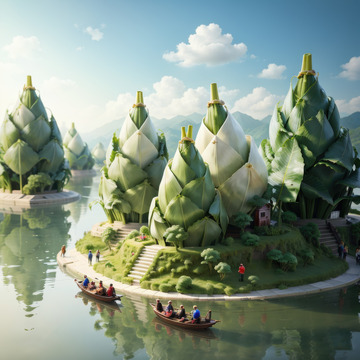 绿色喜庆端午节AI插画高清海报图片素材3