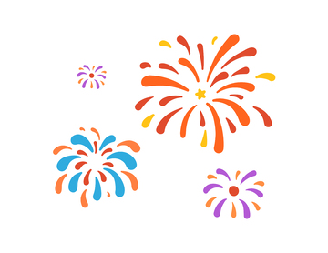 喜庆氛围烟花装饰插画