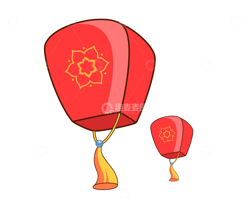 矢量孔明灯喜庆装饰卡通插画