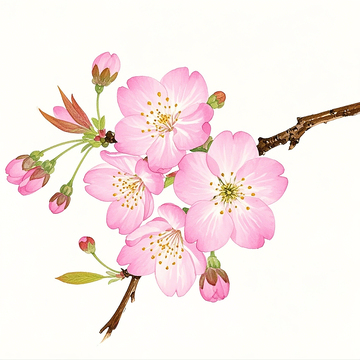 卡通水彩手绘樱花素材1