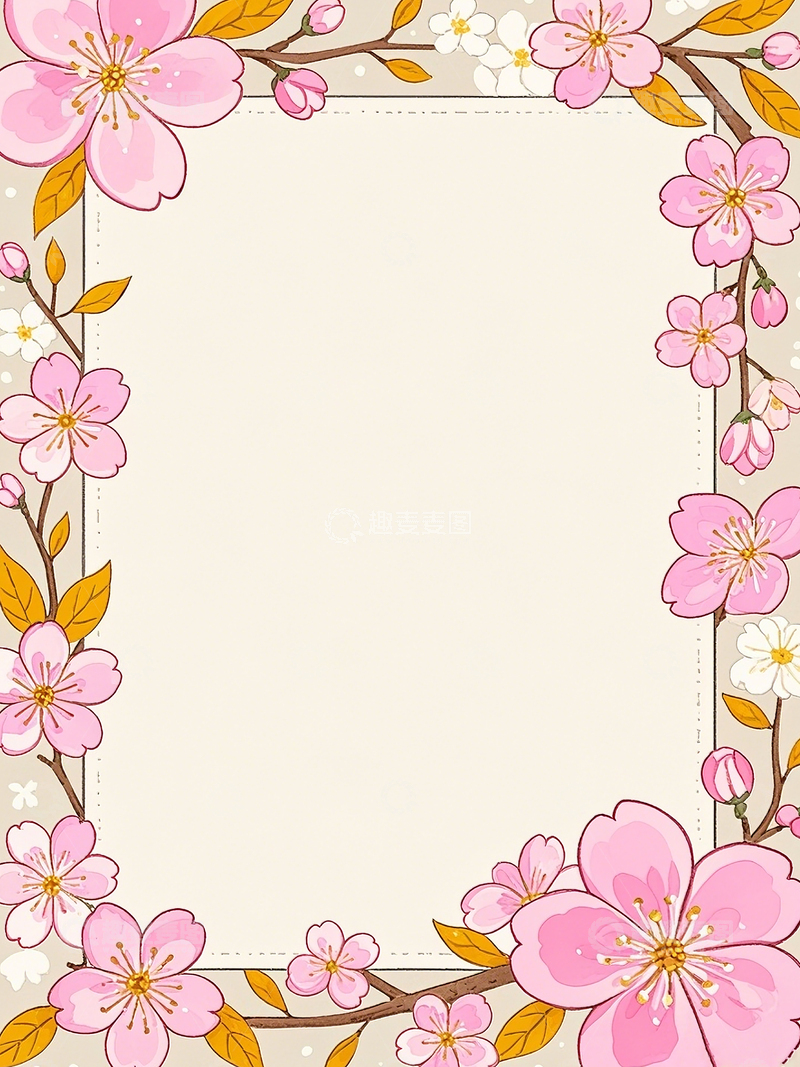卡通手绘樱花手账边框素材1