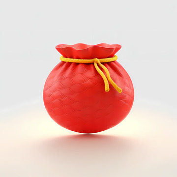 红色喜庆福袋钱袋AI插画壁纸海报背景素材6