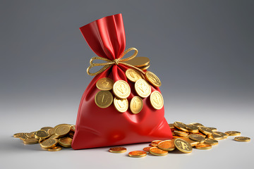 红色喜庆福袋钱袋AI插画壁纸海报背景素材19