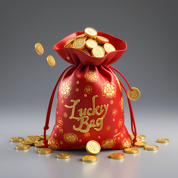 红色喜庆福袋钱袋AI插画壁纸海报背景素材5