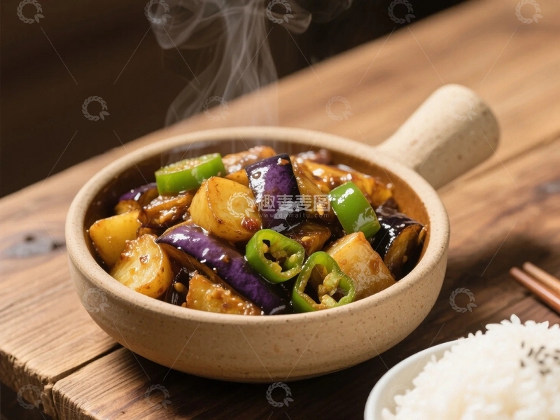 刚刚出锅的美食地三鲜