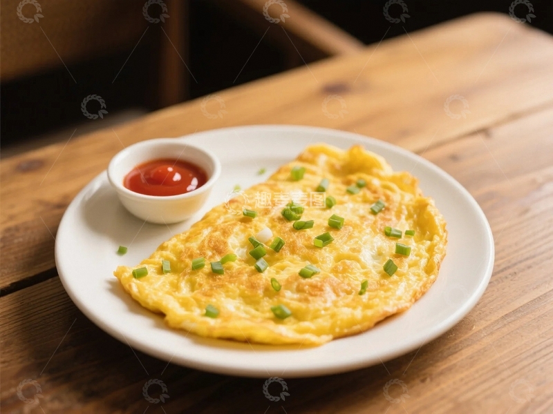 高清大图下载【趣麦麦图】色泽金黄的美味葱花鸡蛋饼