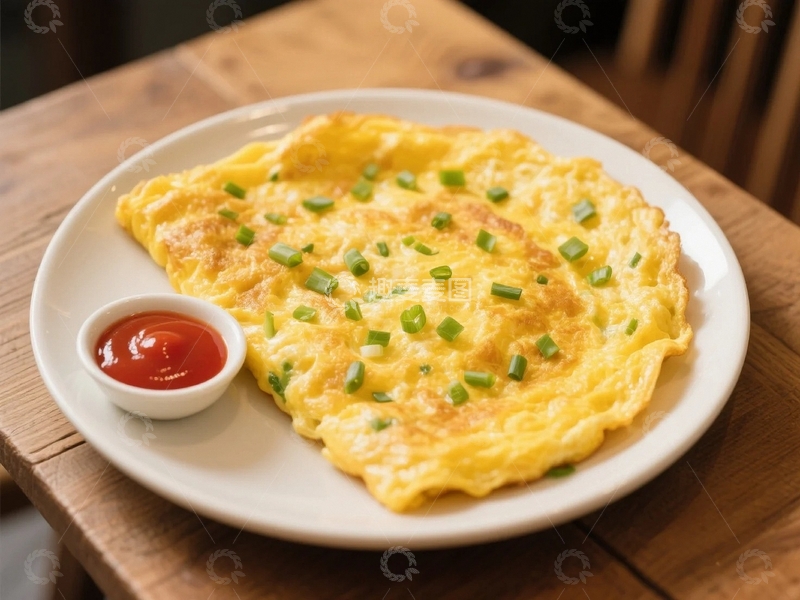 高清大图下载【趣麦麦图】色泽金黄的美味葱花鸡蛋饼1