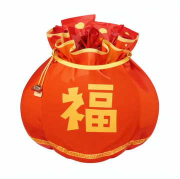 红色喜庆钱袋福袋AI插画白底海报图片素材1