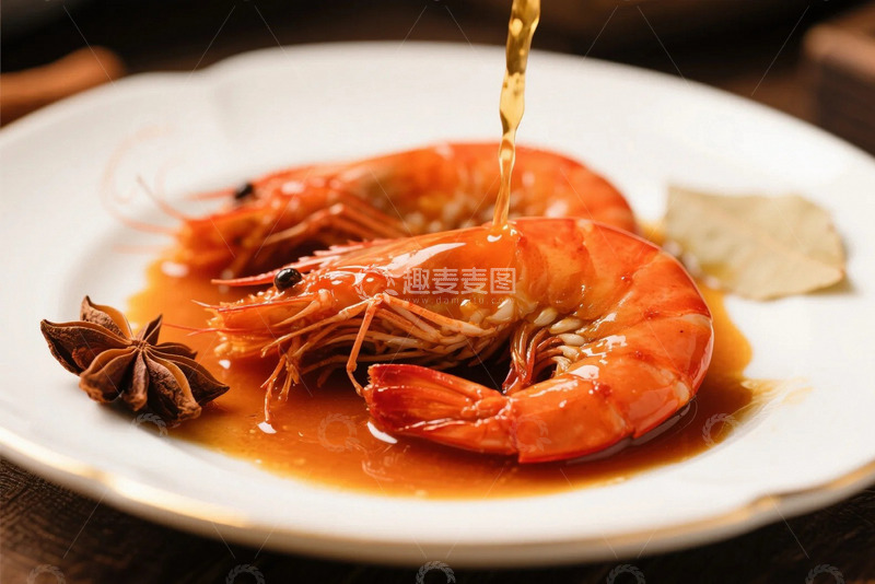 高清大图下载【趣麦麦图】色泽诱人的油焖大虾
