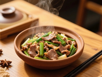 冒着热气香气迷人的葱爆羊肉3